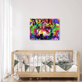 Obraz na szkle - Wilk z graffiti (70x50 cm)