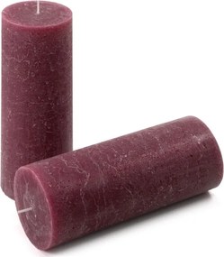 Zestaw świec rustykalnych, 20 cm, Ø 7,5 cm, bordowy, 2 szt.