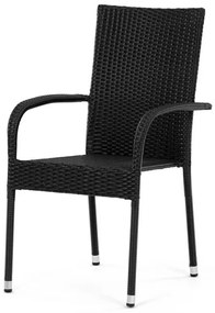 Autronic Krzesło ogrodowe, metal, polyratan,czarne, A ZC-S2113 BK