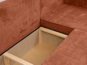 Rozkładana narożna sofa SMART COSARO terakotowa, dwustronna + 2 poduszki GRATIS