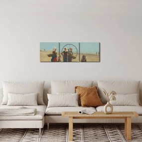 Obraz - Eugène Boudin, Women on the Beach at Berck, reprodukcje (z zegarem) (90x30 cm)