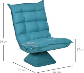 HOMCOM Relaksacyjny Fotel Czytelniczy, Obracany, w Wyglądzie Aksamitu, 62 cm x 70 cm x 95 cm, Niebieski