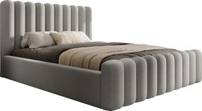 Nowoczesne łóżko tapicerowane Mona VII, eleganckie wezgłowie, skrzynia, wysokiej jakości tkanina Abriamo 180x200 cm, jesion