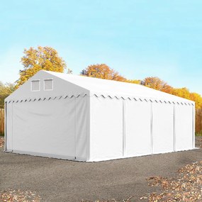 TOOLPORT 6x8m Namiot magazynowy - 2,6 m wysokość ścian bocznych, PVC 800, biały, ze statyką (podłoże gruntowe) - (57638)