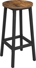 Drewniany rustykalny taboret na czarnym stelażu  T6-M59