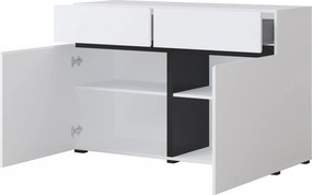Komoda Cross 119 cm z szufladami - biały / czarny