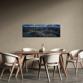 Obraz z widokiem na islandzkie szczyty (z zegarem) (90x30 cm)