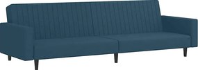 Sofa Rozkładana w Kolorze Niebieskim z Weluru na 2 Miejsca - Wygodne i Wielofunkcyjne