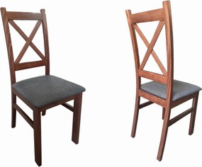 2x Krzesło drewniane Krzyżak Orzech + Ciemno szare siedzisko Inari 96
