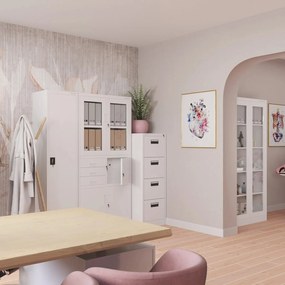 Biurowa szafa aktowa z sejfem Filip 90x40x185 cm biała