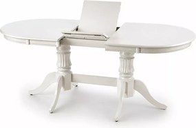 Biały stół Celeste 150-190x90 – elegancki owalny rozkładany stół z MDF lakierowanego na drewinaych rzeźbionych nogach