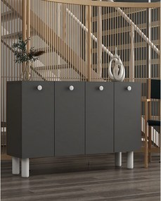 Komoda – 120 cm x 80 cm x 29,6 cm – Antracyt i biel – Płyta wiórowa pokryta melaminą