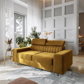 Masseno Sofa SOLAN z funkcją spania - Żółty - MONOLITH 48