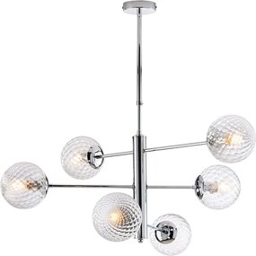 Lampa wisząca Demetra z polerowanego chromowanego żelaza, 6 świateł X 97 Ø73 BL279-6-CR