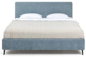 Niebieskie tapicerowane łóżko dwuosobowe ze stelażem 160x200 cm Noira Slim – Bonami Selection
