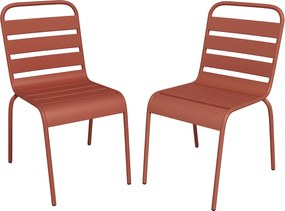 Zestaw 2 metalowych krzeseł ogrodowych ustawianych w stosy - Terakota - MIRMANDE