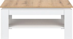 Ława z Półką do Salonu MIRLO 101,5 cm Biała/Dąb Evoke Nowoczesna