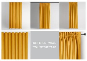 Żółta aksamitna zasłona częściowo zaciemniająca (dimout) 140x245 cm Pleat – Restilo