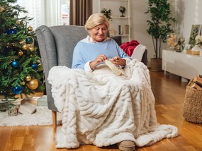 KOC I PODUSZKA WARM HUG LUX PERŁOWY 130x190 cm CREAM/BEIG