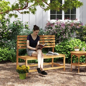 Outsunny 2-osobowa Ławka Ogrodowa z Drewna, odporna na warunki pogodowe, 110x61x89cm, Teak