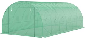 Outsunny Szklarnia typu Polytunnel z osłoną plastikową i stalową ramą, z rolowanymi drzwiami, Zielona