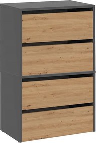 Szafka na obuwie MODO X2 | Antracyt/Artisan | 60x36x88 cm| Szafka na obuwie 4-poziomowa