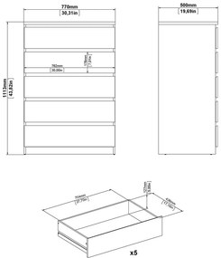 Komoda w dekorze dębu w naturalnym kolorze 77x111x50 cm Naia – Tvilum