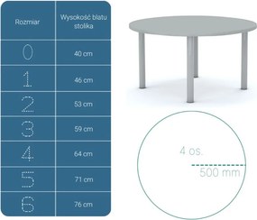 Stół szkolny Smart okrągły 100 cm, rozmiar 4-6, blat szary / nogi szare