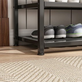 Szafka na buty z siedziskiem 73x45x30 cm – styl industrialny Loft, metal + MDF, brązowy rustykalny