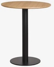 Okrągły Barowy Stół Z Mdf Xiren Ø70 Cm & Naturalny Brąz Drewna - Czarny - Sklum
