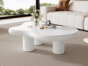 Stolik kawowy z MDF - blat w kształcie chmury - Biały