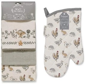 Zestaw ścierek i rękawicy kuchennej 4 szt. Country Animals – Cooksmart ®