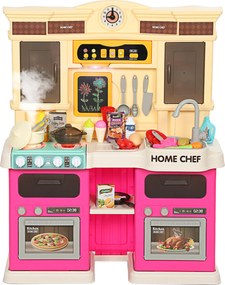 AIYAPLAY Kuchnia do zabawy z płynącą wodą, 85-częściowy zestaw akcesoriów, elektryczny kran, światła, dźwięki, dla dzieci w wieku 3–6 lat