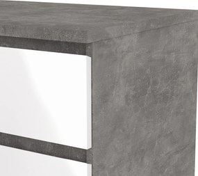 Komoda w wysokim połysku Naia 6S biały/beton