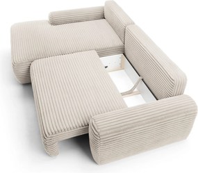 Masseno Narożnik OSSO z funkcją spania i pojemnikiem na pościel Narozniki L, Rozkładana sofa - Kremowy, AMBIENCE 02