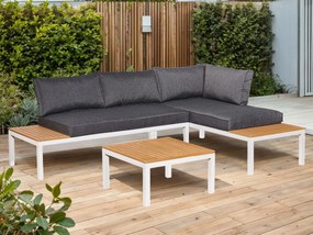 Narożnik Modułowy Stalowy 2 Sofy Stolik Kawowy Biały OUTLET VENTO