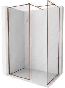 Mexen Kioto-F ścianka prysznicowa Walk-in z ramką 125 x 120 cm, transparent 8 mm, różowe złoto - 800-125-202-04-60-120