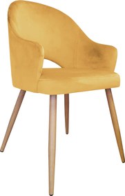 Krzesło Velvet tkanina Welur noga metalowa krzesło tapicerowane premium : Kolor nogi - Dąd stożek, Kolor tkaniny - VELVET - MG15, Typ siedziska - Siedzisko stałe