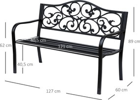 Outsunny ławka ogrodowa 3 osobowa 127 cm x 60 cm x 89 cm | Aosom.pl