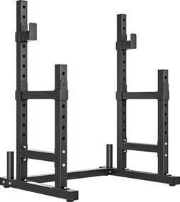 SPORTNOW Stojak na sztangę 2 poziomy, stojak na talerze ze stali, półka na sztangę do 300 kg, czarny | Aosom PL