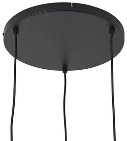 Lampa wisząca czarna z bursztynowym, przydymionym i przezroczystym szkłem 3-źródła światła - Elena