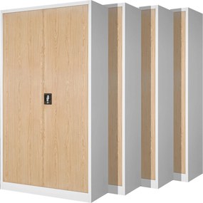 Zestaw 4x szafa biurowa metalowa biała/dąb sonoma, 900x1950x400 mm: JAN H Eco Design