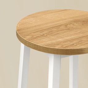 Taboret barowy hoker - dąb / nogi białe