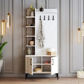 Wieszak z szafką na buty i półkami Viyana White