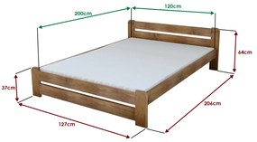 Łóżko Laura 120 x 200 cm, dąb Stelaż: Ze stelażem listwowym rolowanym, Materac: Materac Coco Maxi 20 cm