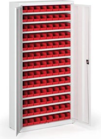 Szafa z plastikowymi pojemnikami BASIC - 1800 x 400 x 920 mm, 104x A, szary