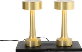 Zestaw 2 złotych lamp stołowych RGBW z akumulatorem - Isobel