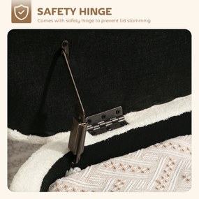 HOMCOM Pufa ze schowkiem, pufa z pokrywą i miejscem do przechowywania, metalowe nogi, pufa tapicerowana z pokryciem fleecowym, Kremowobiały