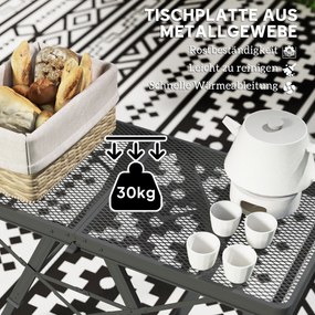 Outsunny Składany Stół Kempingowy z Regulacją Wysokości i Metalową Siatką, Aluminiowy
