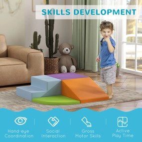 HOMCOM Zestaw miękkich klocków dla dzieci, zabawki do wspinania i pełzania, miękki materiał skóropodobny, pianka EPE, wielobarwny